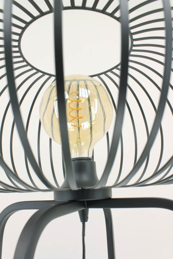 Sierlijke draad vloerlamp BOLERO zwart met frame | Ø 50 cm