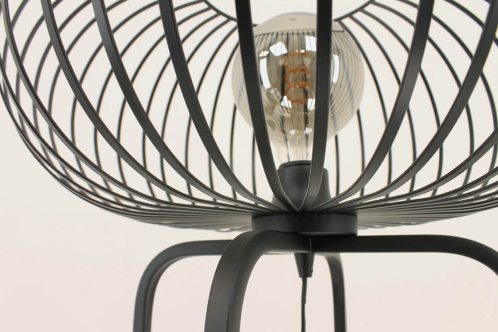 Sierlijke draad vloerlamp BOLERO zwart met frame | Ø 50 cm