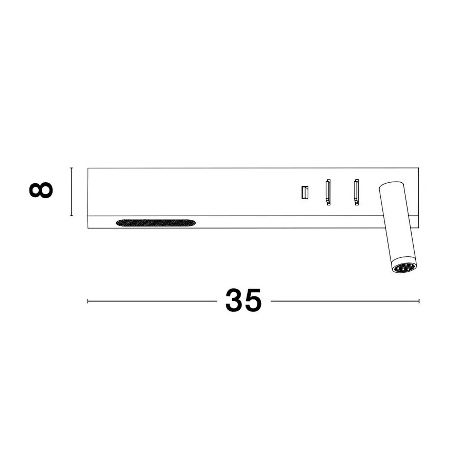Bed wandlamp SANDEE LINKS 2x LED met USB | Zwart