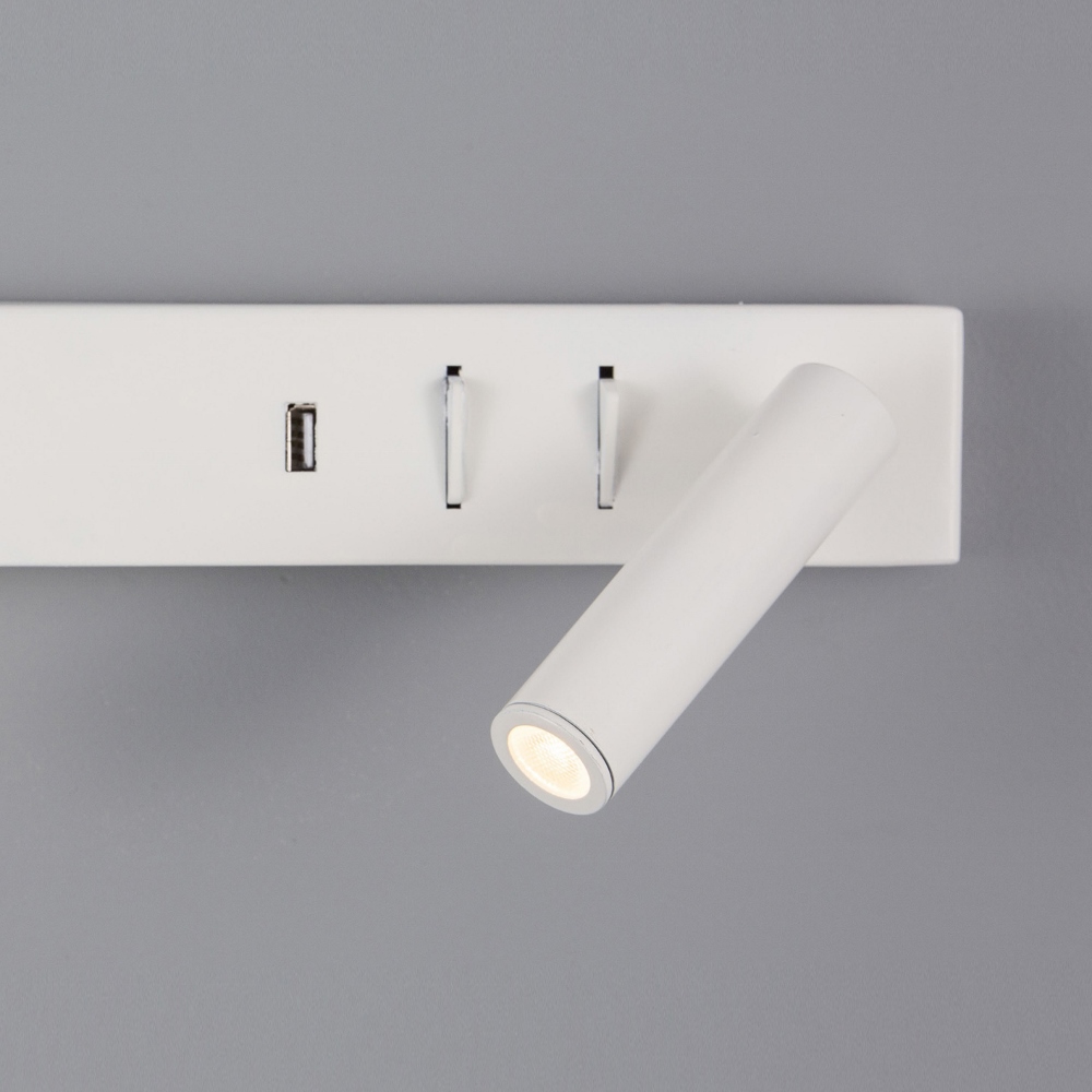 Bed wandlamp SANDEE LINKS 2x LED met USB | Wit