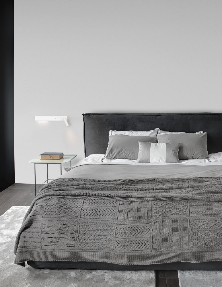 Bed wandlamp SANDEE LINKS 2x LED met USB | Wit