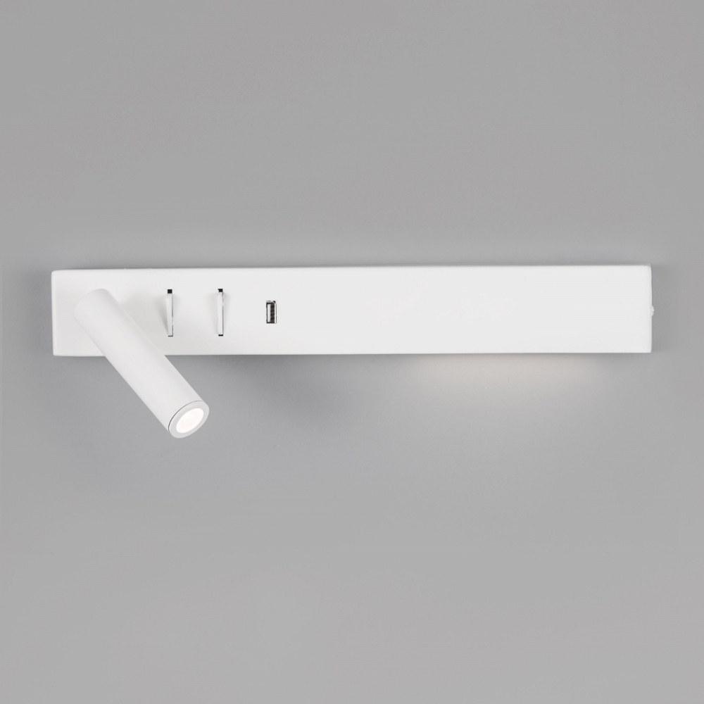 Bed wandlamp SANDEE RECHTS 2x LED met USB | Wit