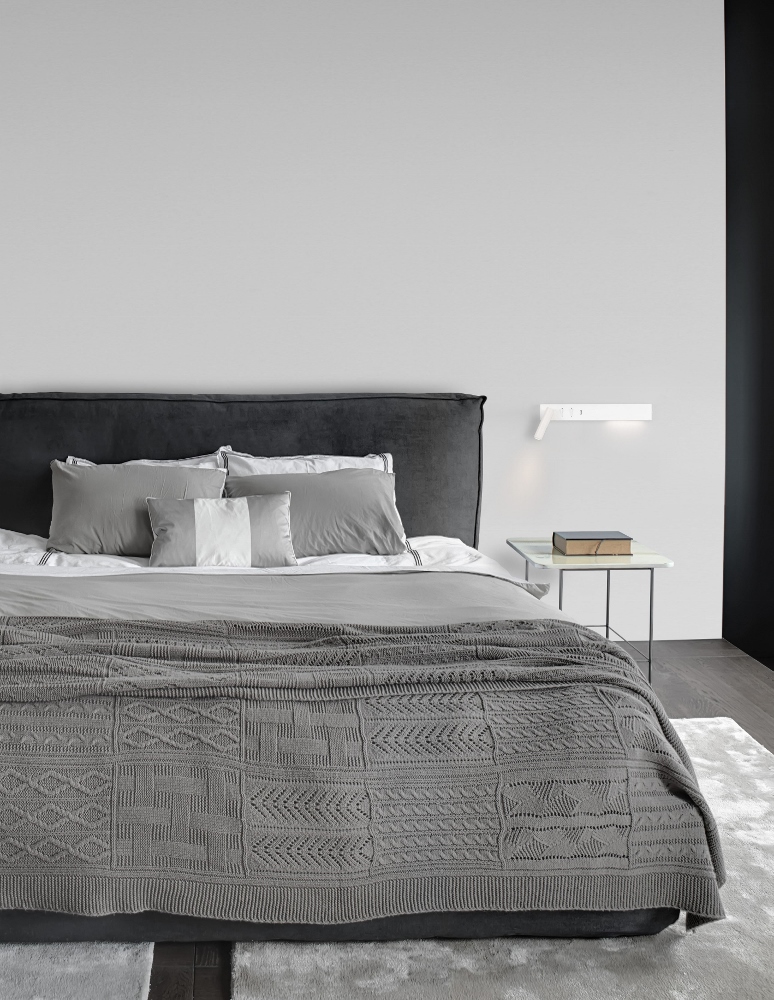 Bed wandlamp SANDEE RECHTS 2x LED met USB | Wit