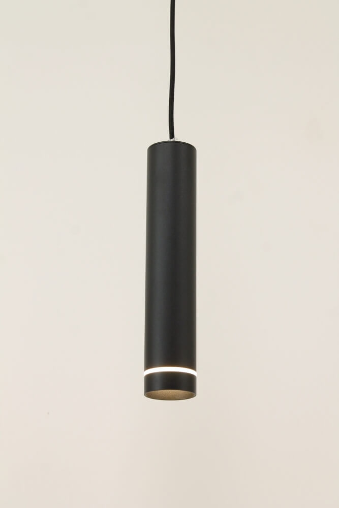 Koker hanglamp RUNNY 30 cm voor LUNA spanningsrail | Zwart met glas