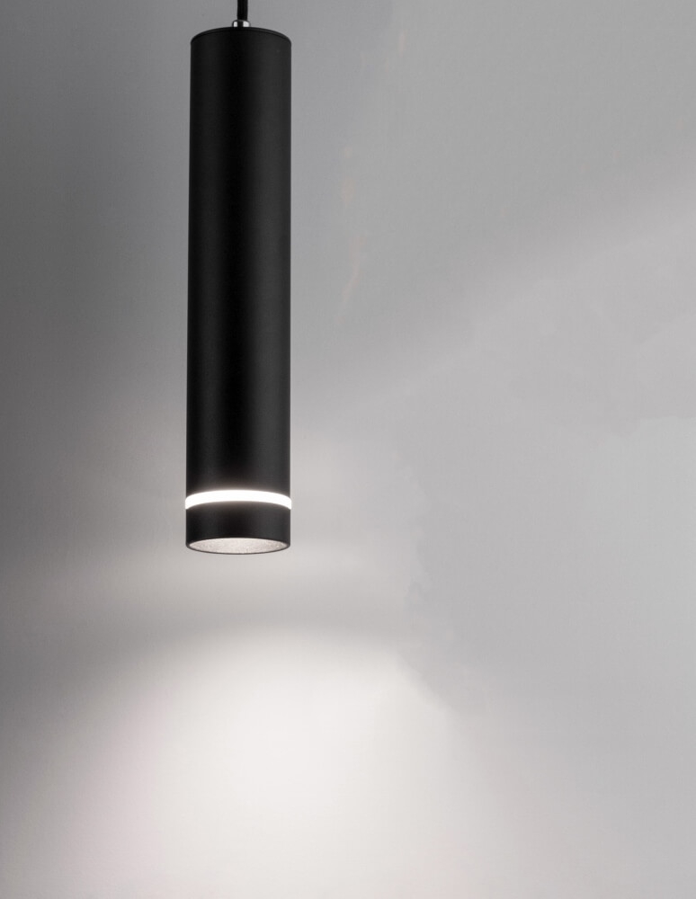 Minimalistische koker hanglamp RUNNY 30 cm | Zwart met glas