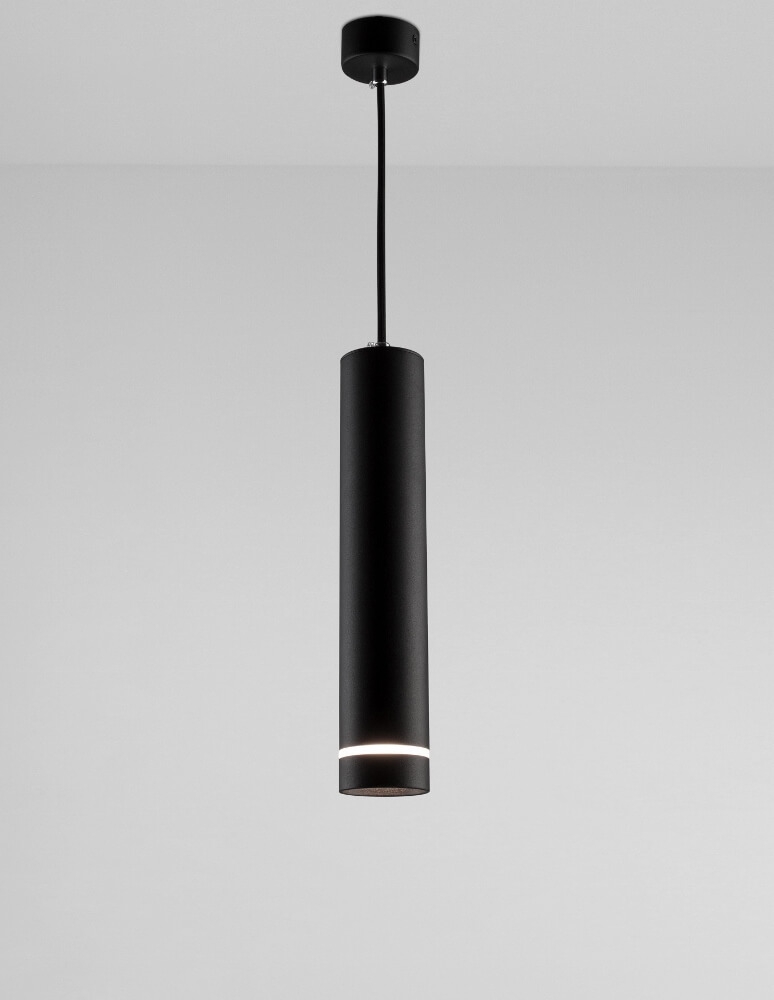 Minimalistische koker hanglamp RUNNY 30 cm | Zwart met glas