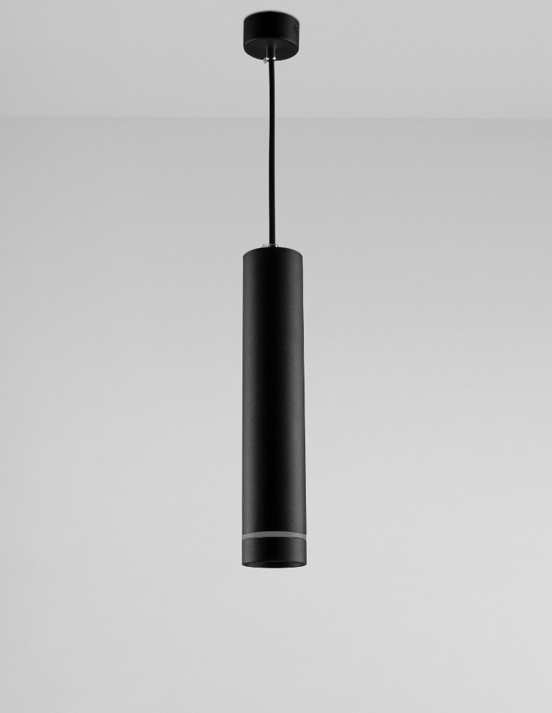 Minimalistische koker hanglamp RUNNY 30 cm | Zwart met glas