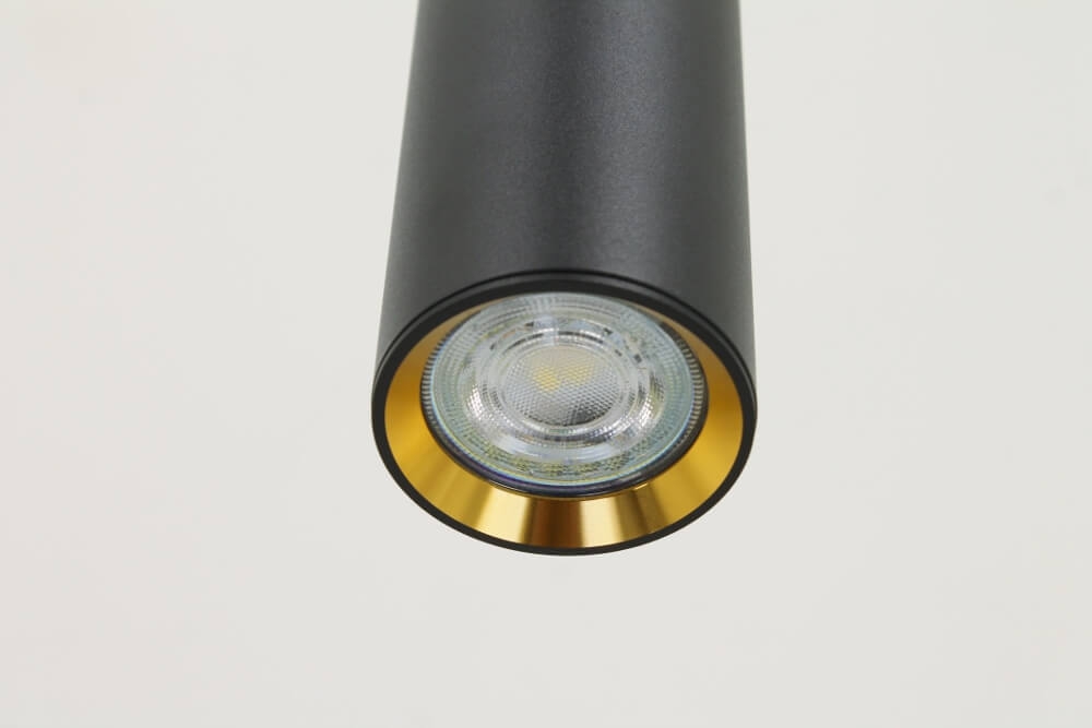 Minimalistische koker hanglamp RUNNY 5-lichts 130x8 cm | Zwart / Goud