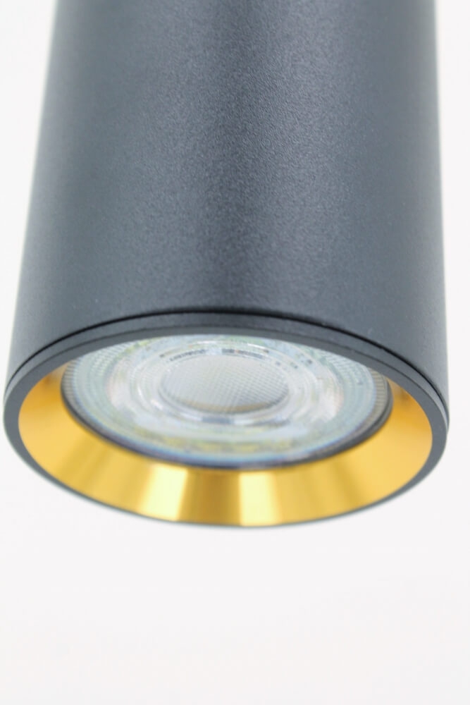 Minimalistische koker hanglamp RUNNY 5-lichts 130x8 cm | Zwart / Goud
