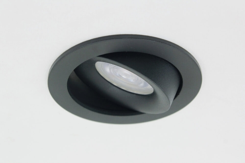 Elegante ronde inbouwspot SMOOTH kantelbaar 9,2 cm | Zwart