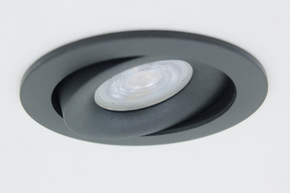 Elegante ronde inbouwspot SMOOTH kantelbaar 9,2 cm | Zwart