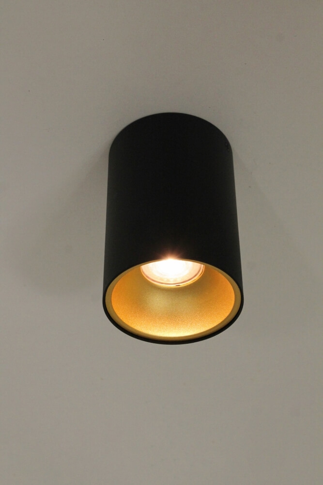 Plafondlamp / Opbouwspot ZUMA DEEP 1-lichts rond | Zwart / Goud