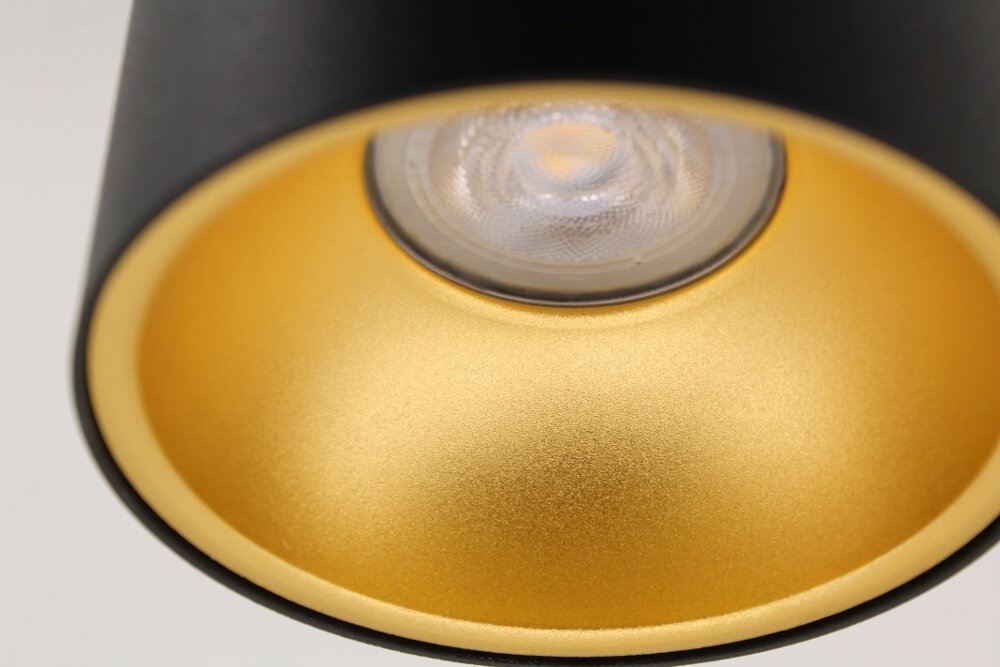 Plafondlamp / Opbouwspot ZUMA DEEP 1-lichts rond | Zwart / Goud