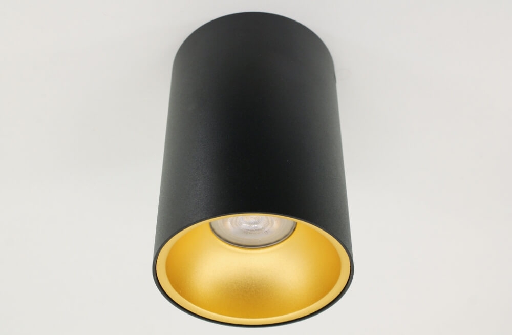 Plafondlamp / Opbouwspot ZUMA DEEP 1-lichts rond | Zwart / Goud