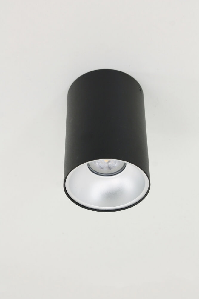 Plafondlamp / Opbouwspot ZUMA DEEP 1-lichts rond | Zwart / Zilver