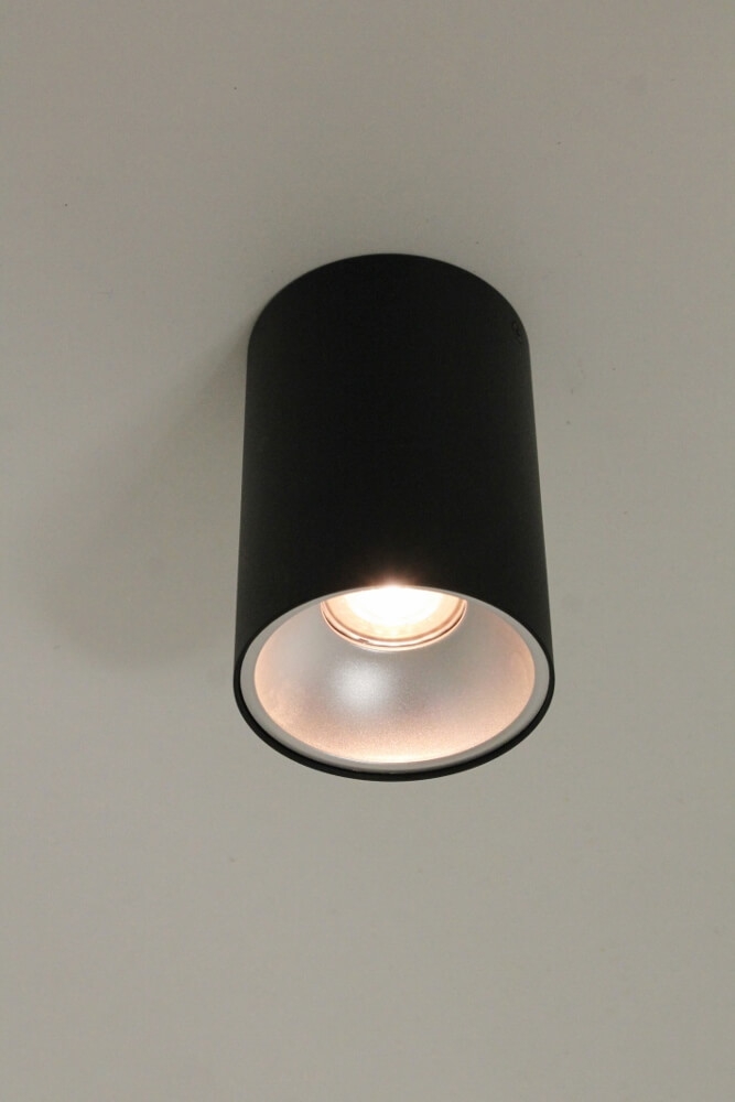 Plafondlamp / Opbouwspot ZUMA DEEP 1-lichts rond | Zwart / Zilver