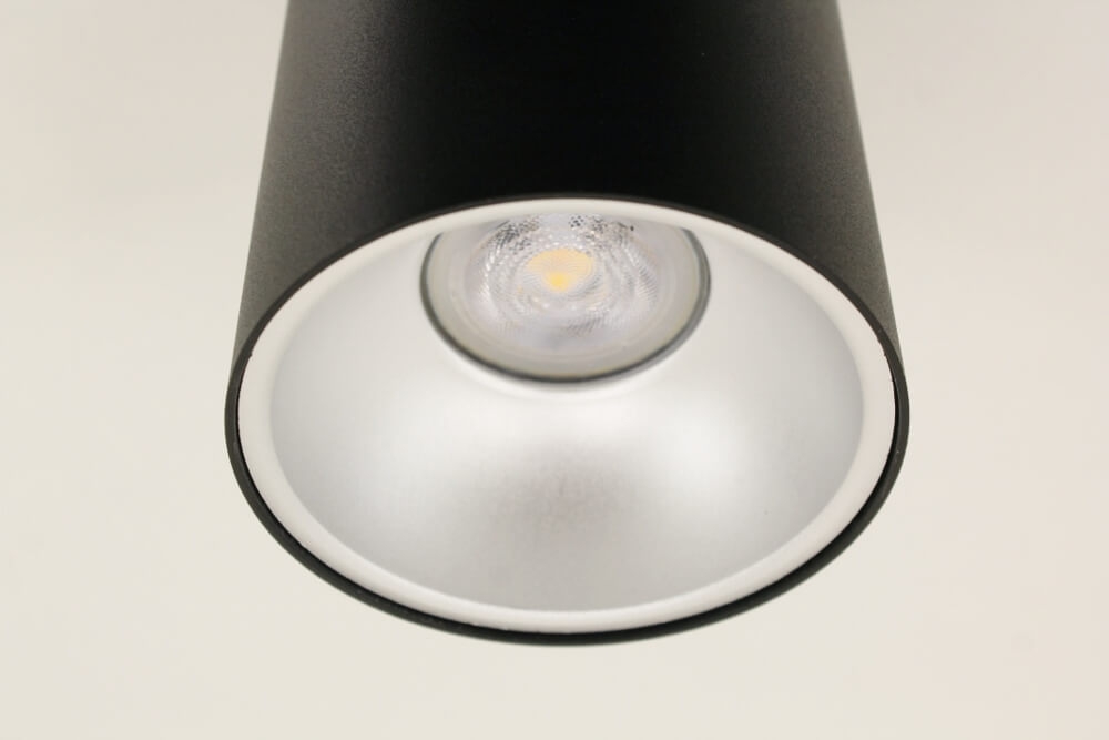 Plafondlamp / Opbouwspot ZUMA DEEP 1-lichts rond | Zwart / Zilver