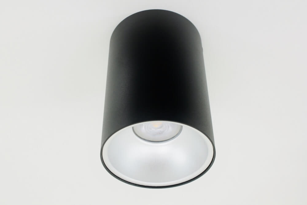 Plafondlamp / Opbouwspot ZUMA DEEP 1-lichts rond | Zwart / Zilver