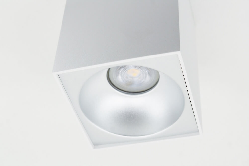 Plafondlamp / Opbouwspot ZUMA DEEP 1-lichts vierkant | Wit / Zilver