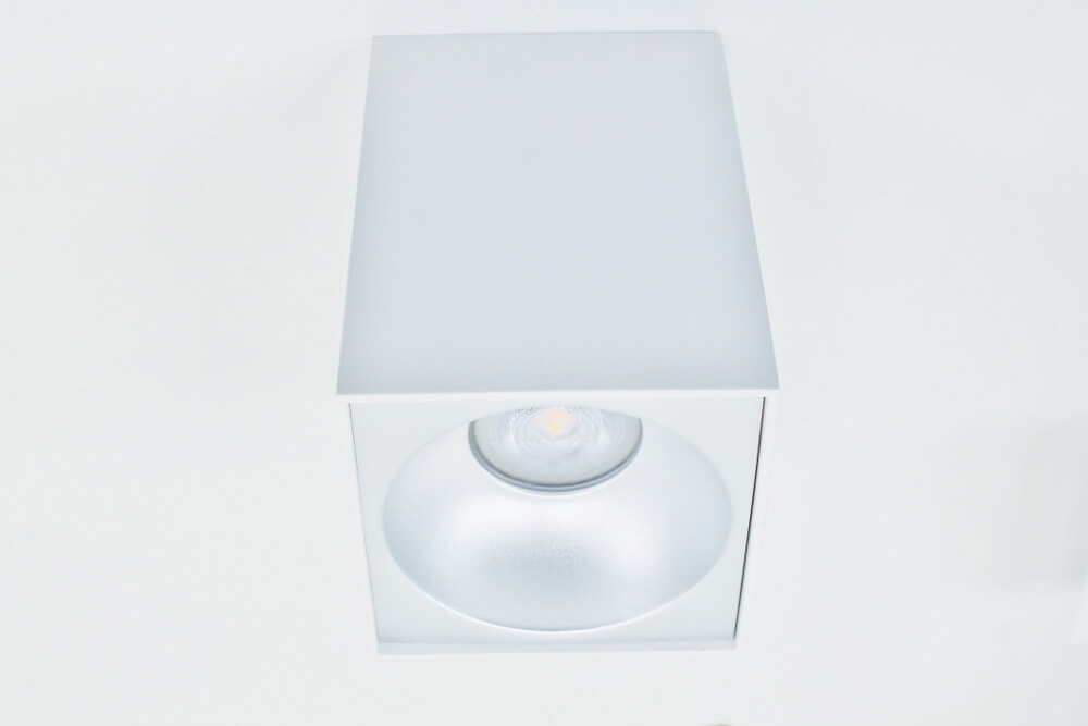 Plafondlamp / Opbouwspot ZUMA DEEP 1-lichts vierkant | Wit / Zilver