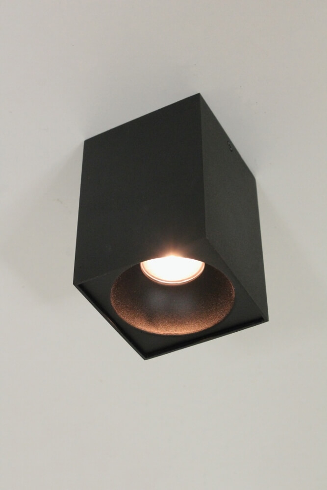 Plafondlamp / Opbouwspot ZUMA DEEP 1-lichts vierkant | Zwart