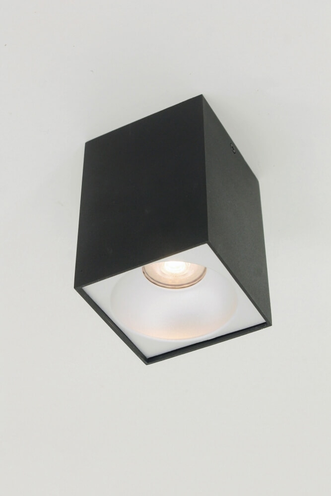 Plafondlamp / Opbouwspot ZUMA DEEP 1-lichts vierkant | Zwart