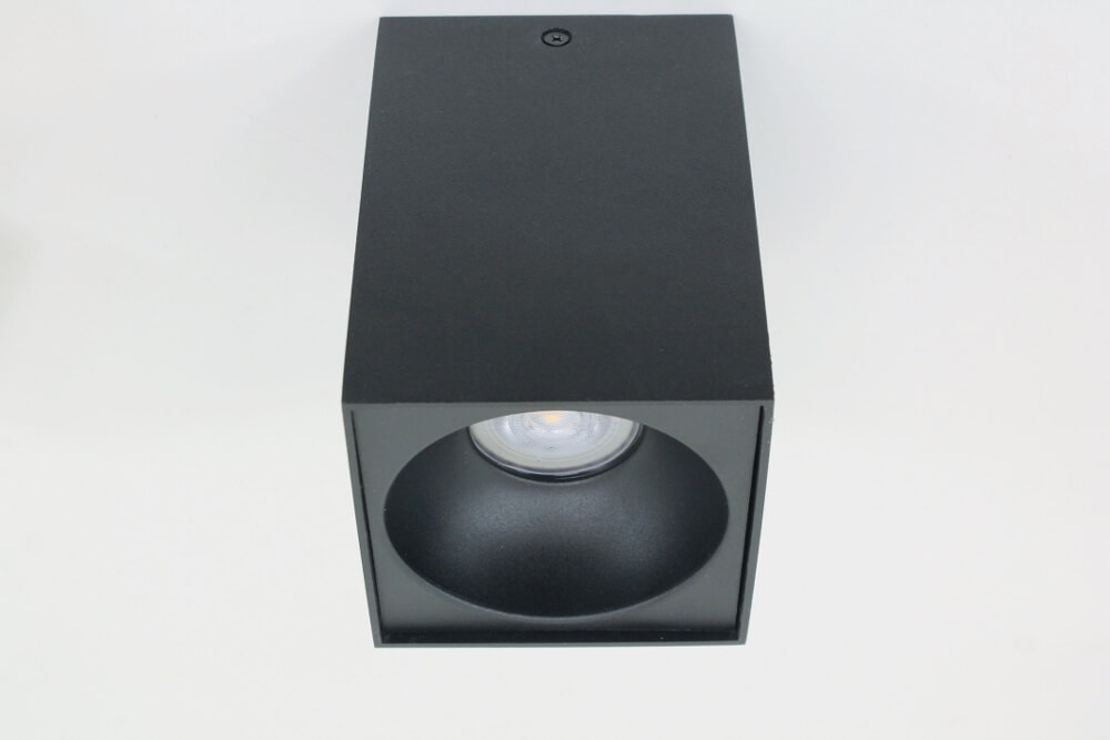 Plafondlamp / Opbouwspot ZUMA DEEP 1-lichts vierkant | Zwart