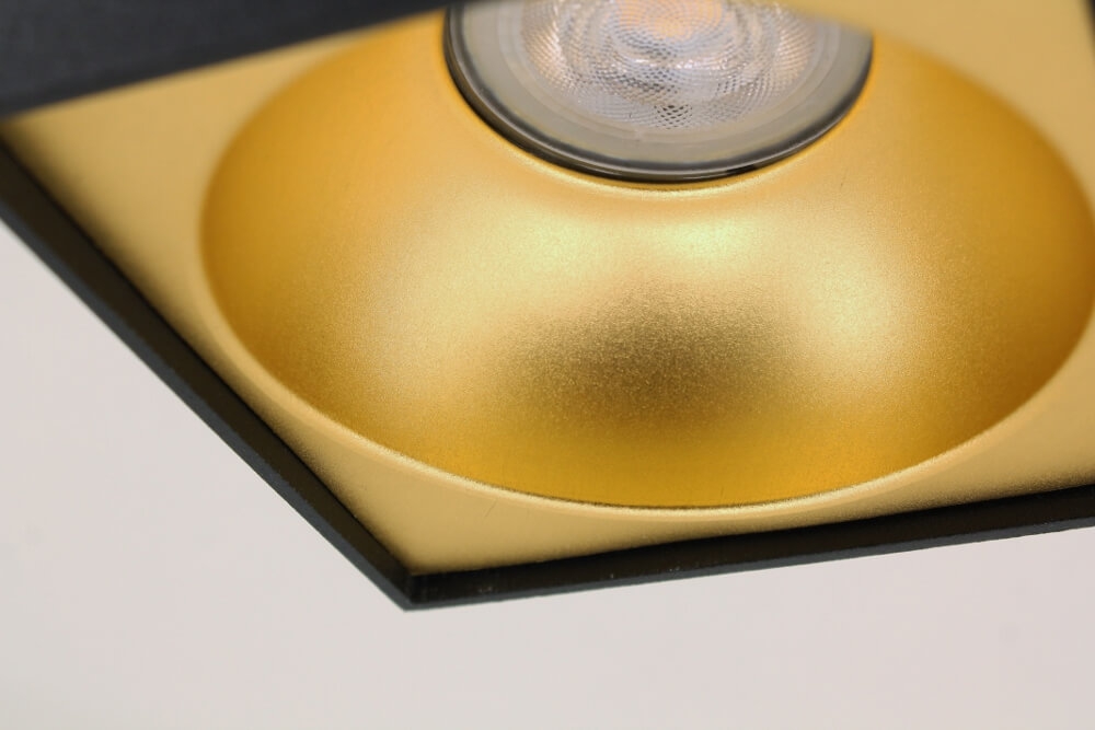 Plafondlamp / Opbouwspot ZUMA DEEP 1-lichts vierkant | Zwart / Goud