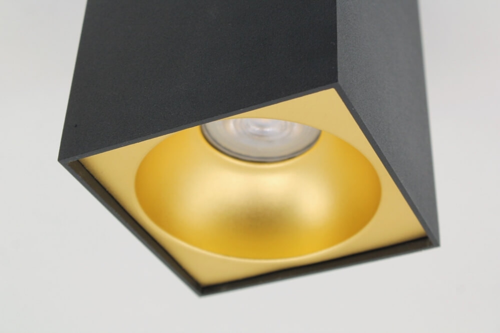 Plafondlamp / Opbouwspot ZUMA DEEP 1-lichts vierkant | Zwart / Goud