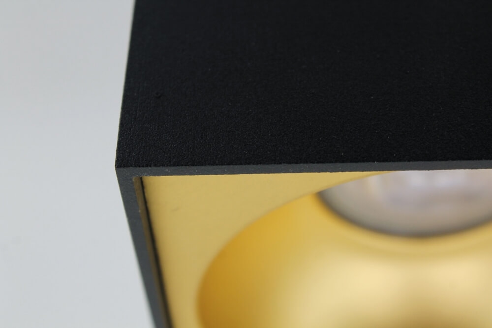 Plafondlamp / Opbouwspot ZUMA DEEP 1-lichts vierkant | Zwart / Goud