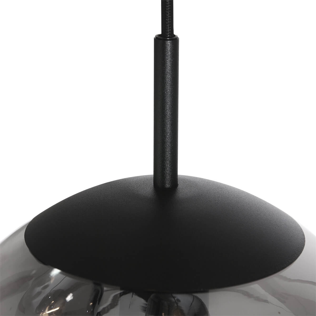 Hanglamp BOLLIQUE 5-lichts ronde plaat 40 cm | Zwart / Smoke