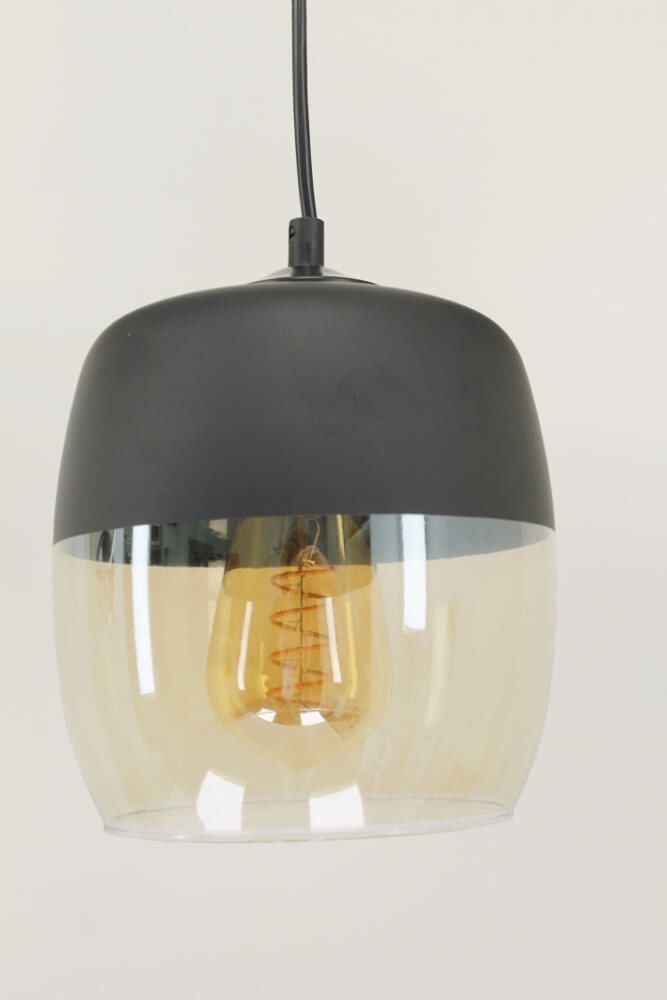 Los glas PHILOU zwart / amber fumé | Tonnetje Ø 17 cm