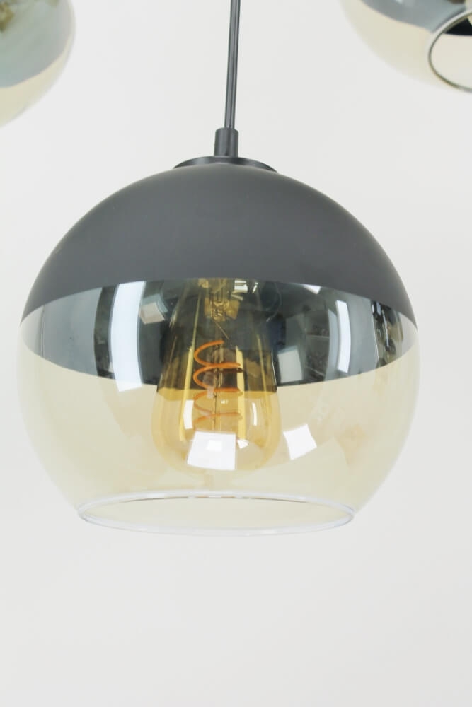 Los glas PHILOU zwart / amber fumé | Bolletje Ø 19 cm