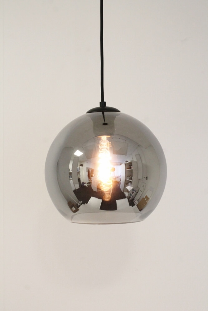Los glas BALLOON metallic smoke zwart | Ø 20 cm