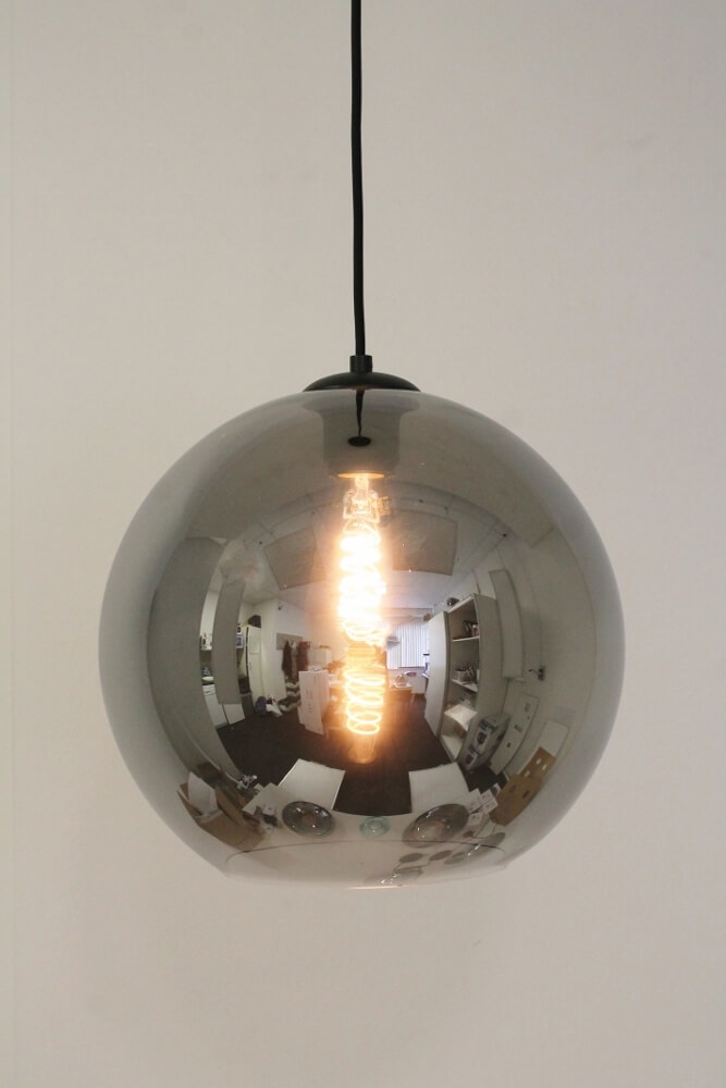 Sfeervolle hanglamp BALLOON metallic smoke zwart | Ø 30 cm