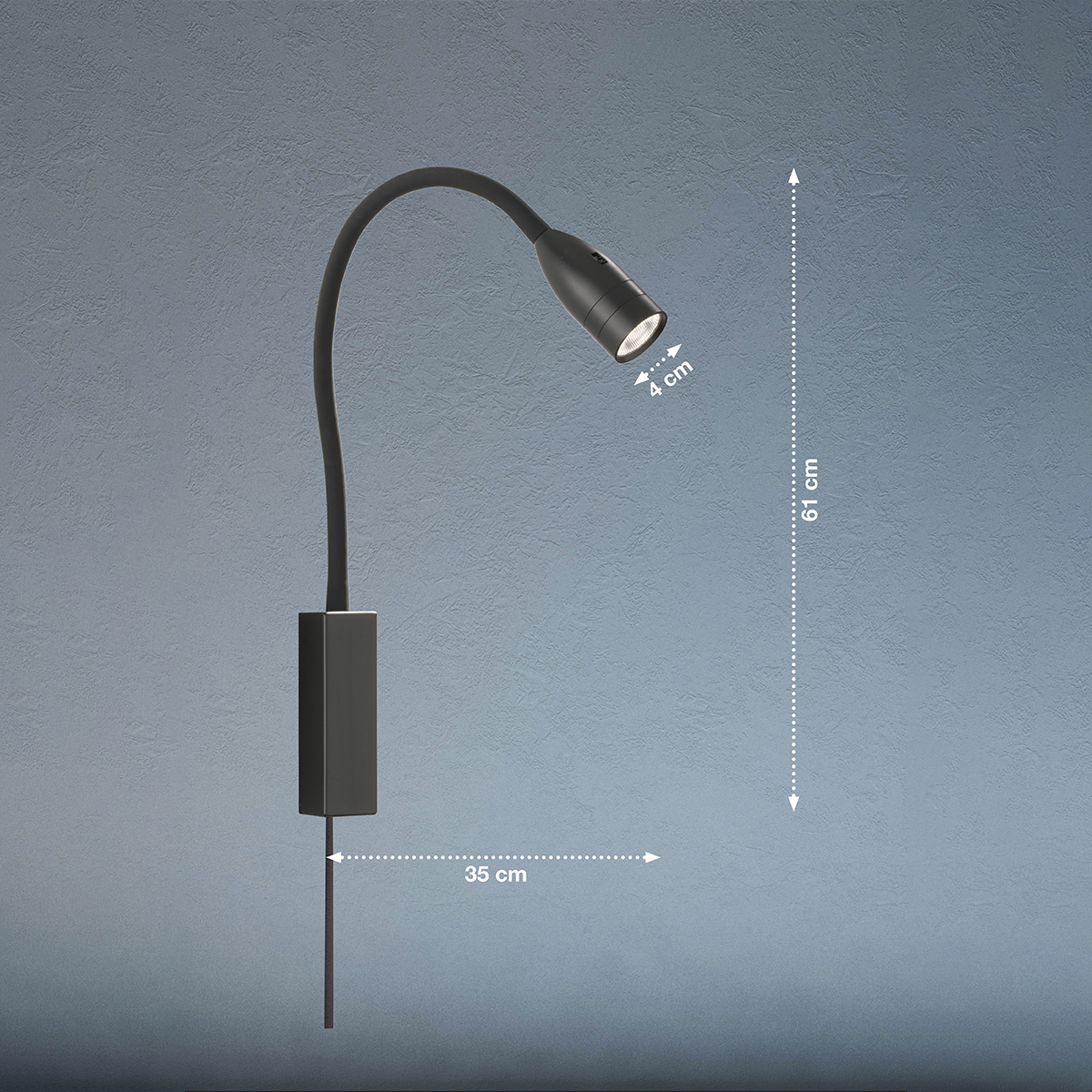 Strak vormgegeven ronde bedlamp ODI | zwart