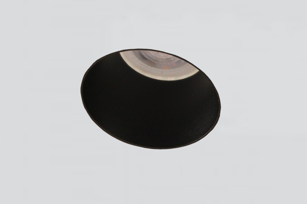 Zwarte ronde inbouwspot TRIMLESS FIXED GU10 | verstelbare stucrand