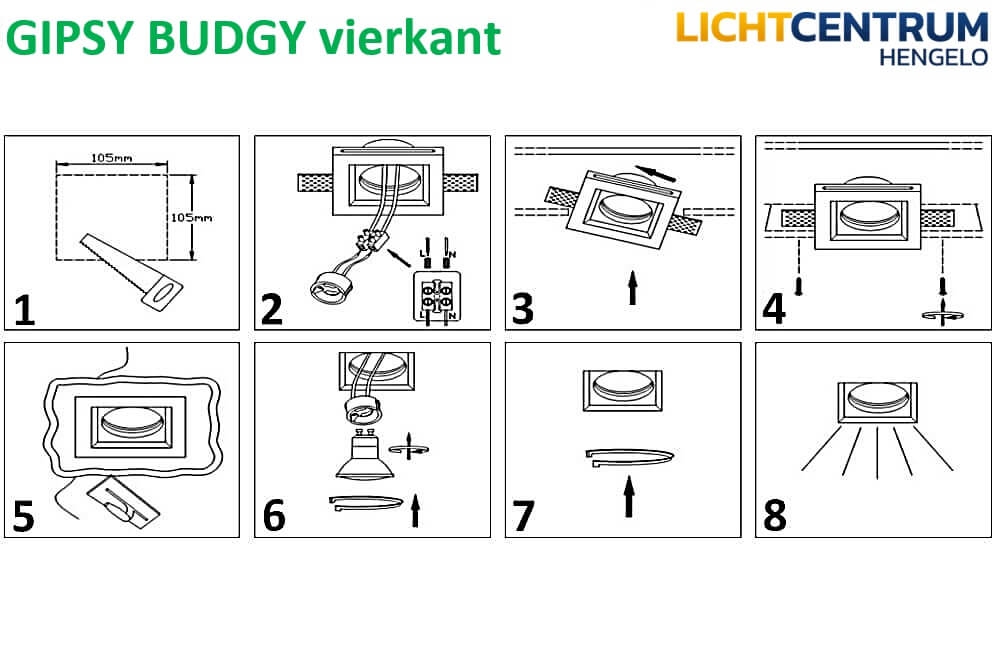 Trimless inbouwspot GIPSY BUDGY | Gips vierkant