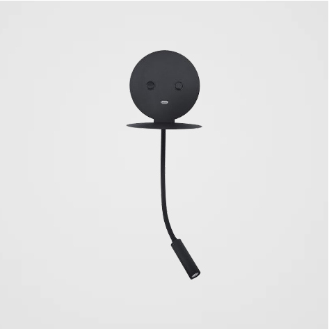 Flexibele wandlamp CLIP 2x LED met plankje en USB | Zwart