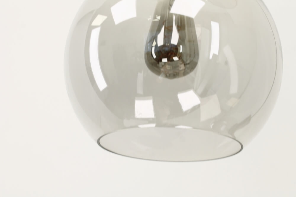 5-lichts hanglamp SONDRA licht smoke zwart | Ronde plafondplaat 50 cm