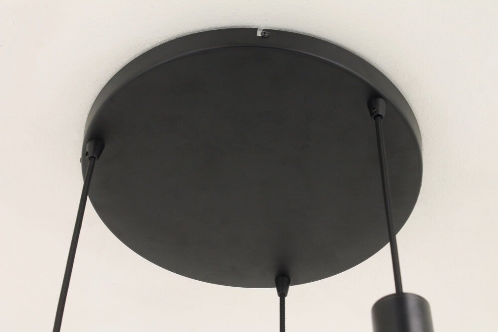 Hanglamp SONDRA licht smoke zwart op plaat Ø 35 cm | 3x glas Ø 25 cm