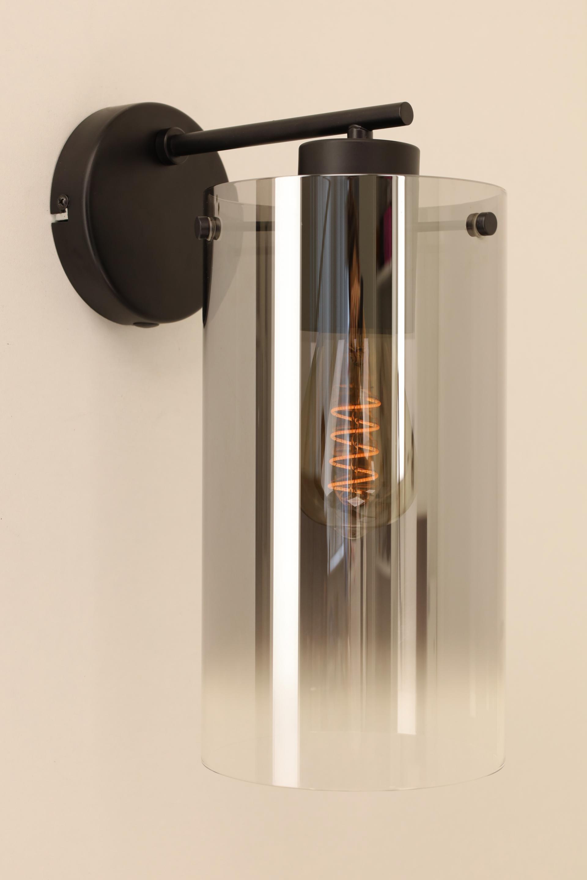 Wandlamp FILETTINO | Metalen frame | Zwart/Helder/Smoke