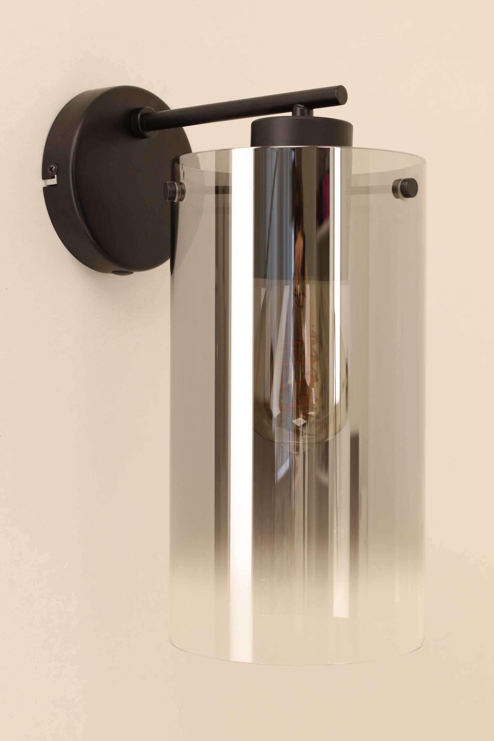 Wandlamp FILETTINO | Metalen frame | Zwart/Helder/Smoke
