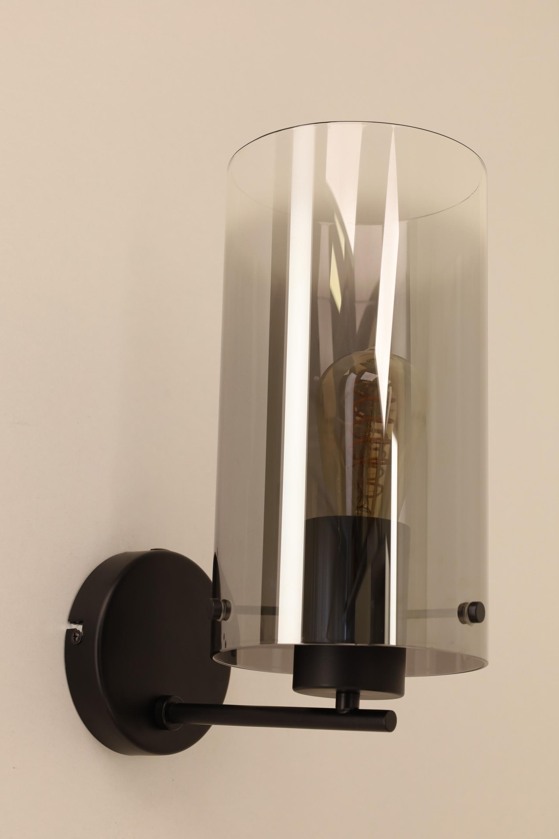 Wandlamp FILETTINO | Metalen frame | Zwart/Helder/Smoke