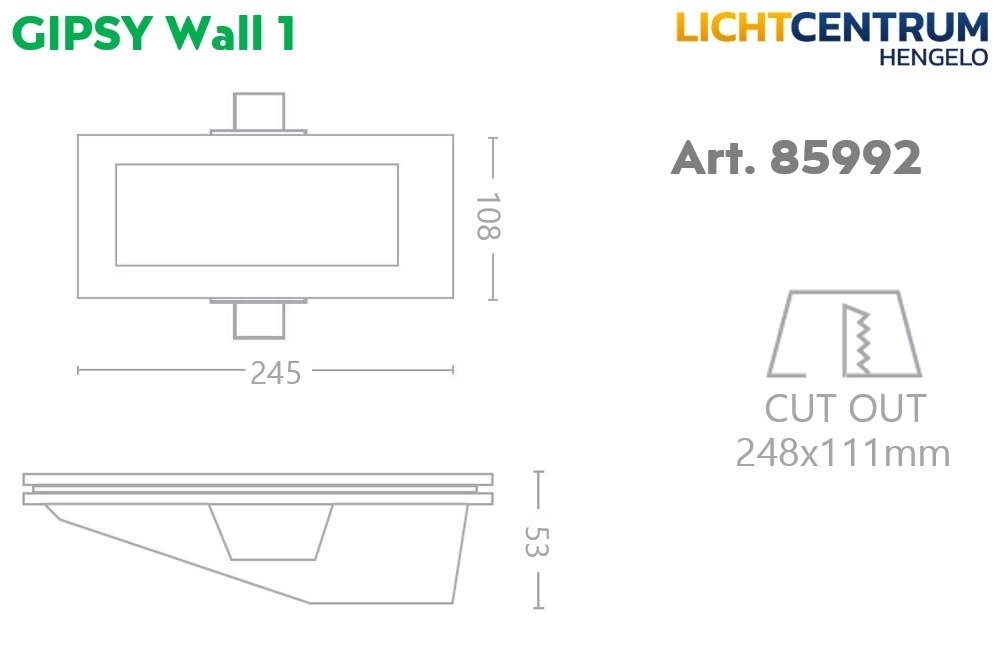 Trimless inbouw wandlamp / trapverlichting GIPSY WALL 1 LED