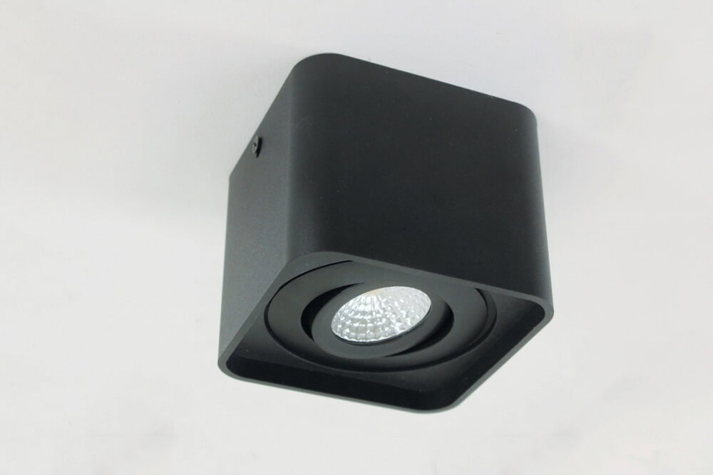 Kantelbare WarmGlow LED opbouwspot FLAT FIX waterdicht | Zwart