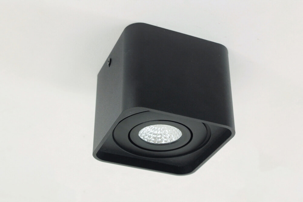 Kantelbare WarmGlow LED opbouwspot FLAT FIX waterdicht | Zwart