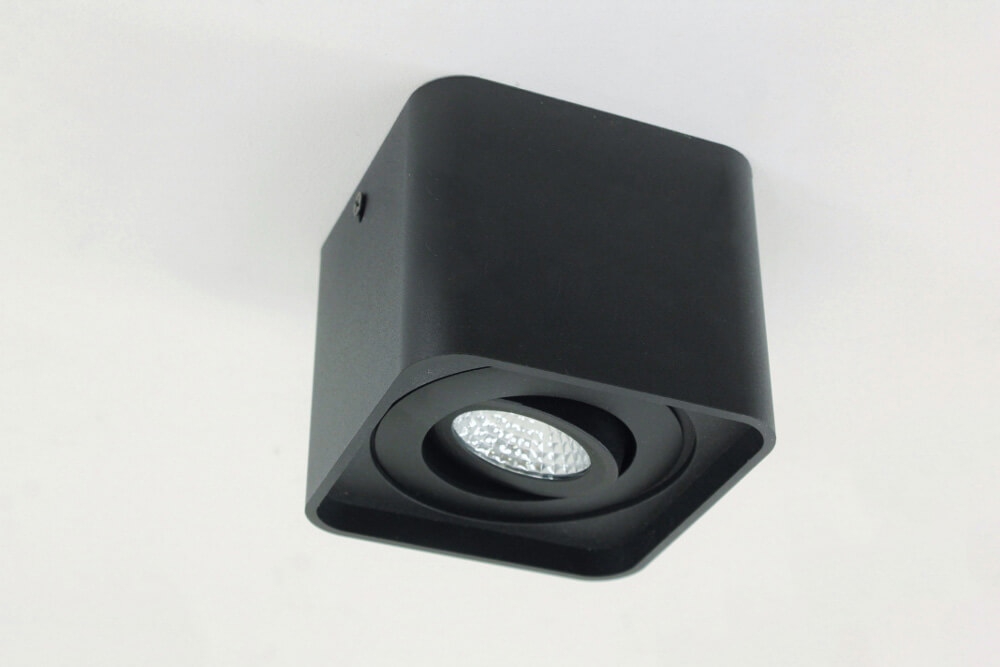 Kantelbare WarmGlow LED opbouwspot FLAT FIX waterdicht | Zwart