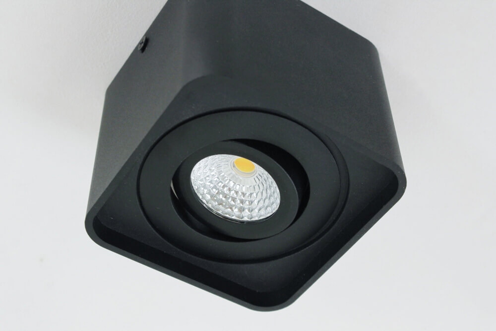 Kantelbare WarmGlow LED opbouwspot FLAT FIX waterdicht | Zwart