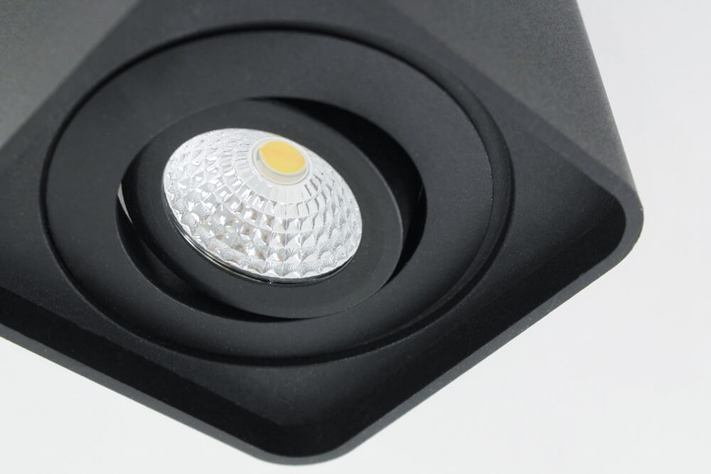Kantelbare WarmGlow LED opbouwspot FLAT FIX waterdicht | Zwart
